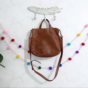 Madewell The Mini Transport Crossbody Zip Top Tan Leather Bag